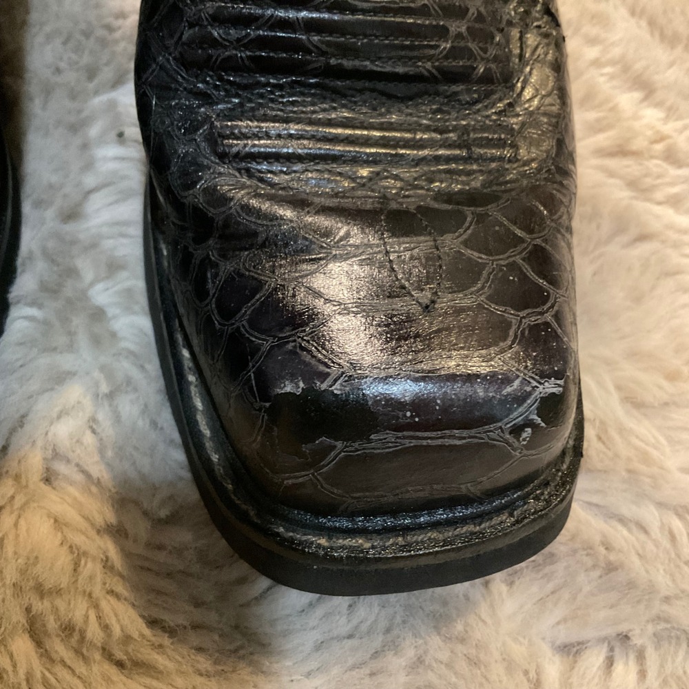 Ariat Western Boots Size 9 Heeled Womens Black Square Toe Cowboy Suede Floral Tp - Picture 4 of 10